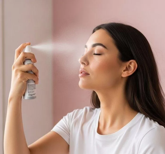 hydrate and spray on face skin