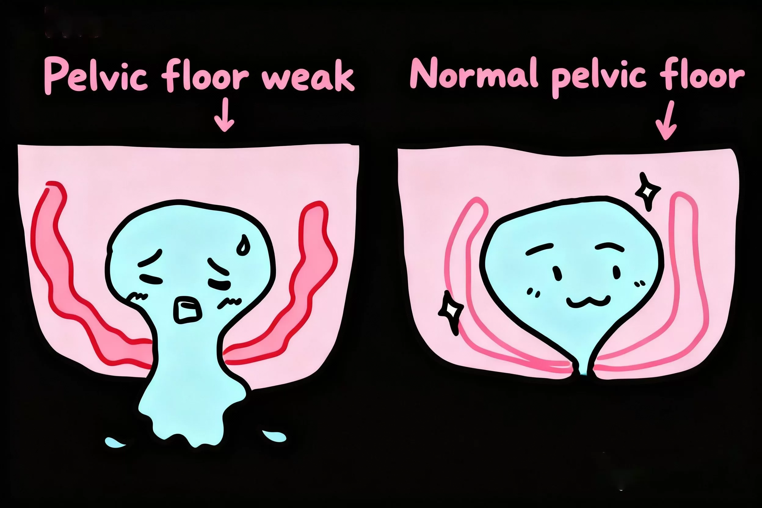 How to Tell If the Pelvic Floor Is Tight or Weak? Pelvic floor weak vs normal Pelvic floor