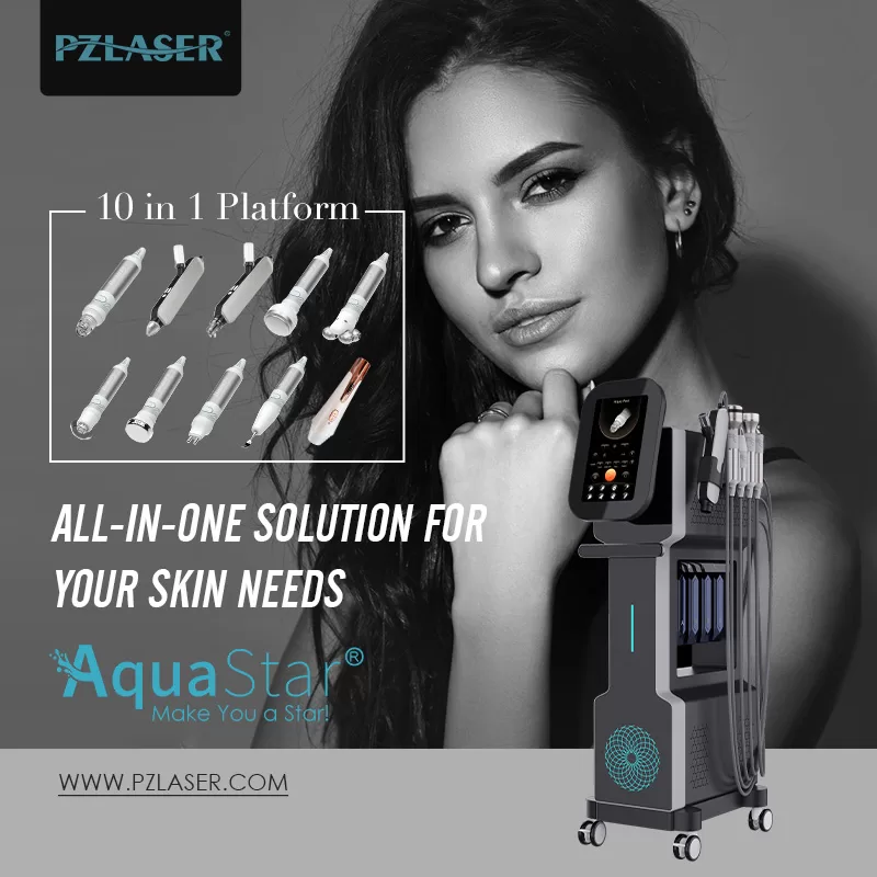 Aqua Star- Each applicator is designed for a specific skin need—from deep cleansing to firming and hydration—creating a complete facial ecosystem in one elegant unit.