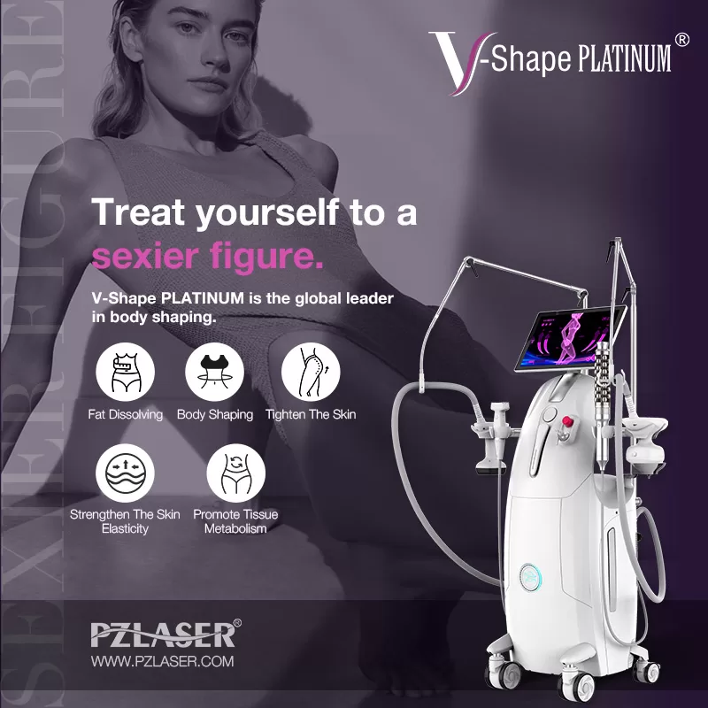 The PZLASER V-Shape Platinum® is an advanced non-invasive body sculpting platform that combines multiple energy technologies to address stubborn fat, improve skin texture, and reduce the appearance of cellulite.